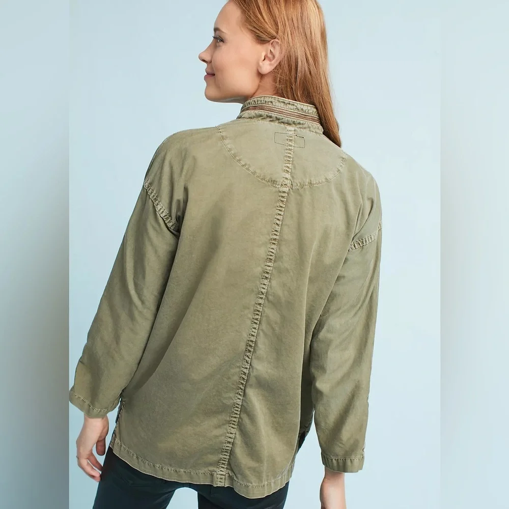 Current/Elliot Double Placket Jacket Military Green
